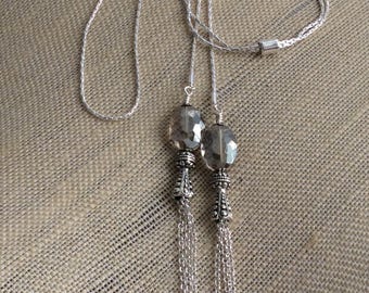 LARIAT NECKLACE, Long Layering Necklace, Chain Tassel, Adjustable Necklace