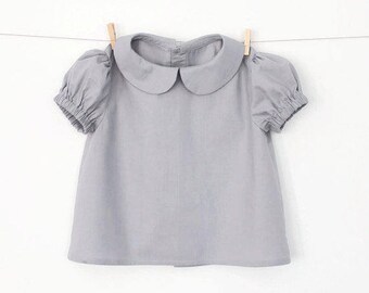 Girls Peter Pan Collar Blouse with Puff Sleeves – Pattern PDF Sewing Pattern – Instant download