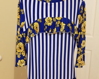 Ladies stripe and floral top
