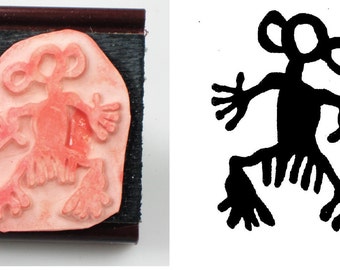 Rock Art Petroglyph Man Design Stamp Tool for PMC - Ceramic Polymer Clay - Scrap Booking & Textiles - Southwest Rock Art Figure Rubber Stamp