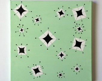 Mid Century Modern Wall art Atomic 1950s Starburst painting