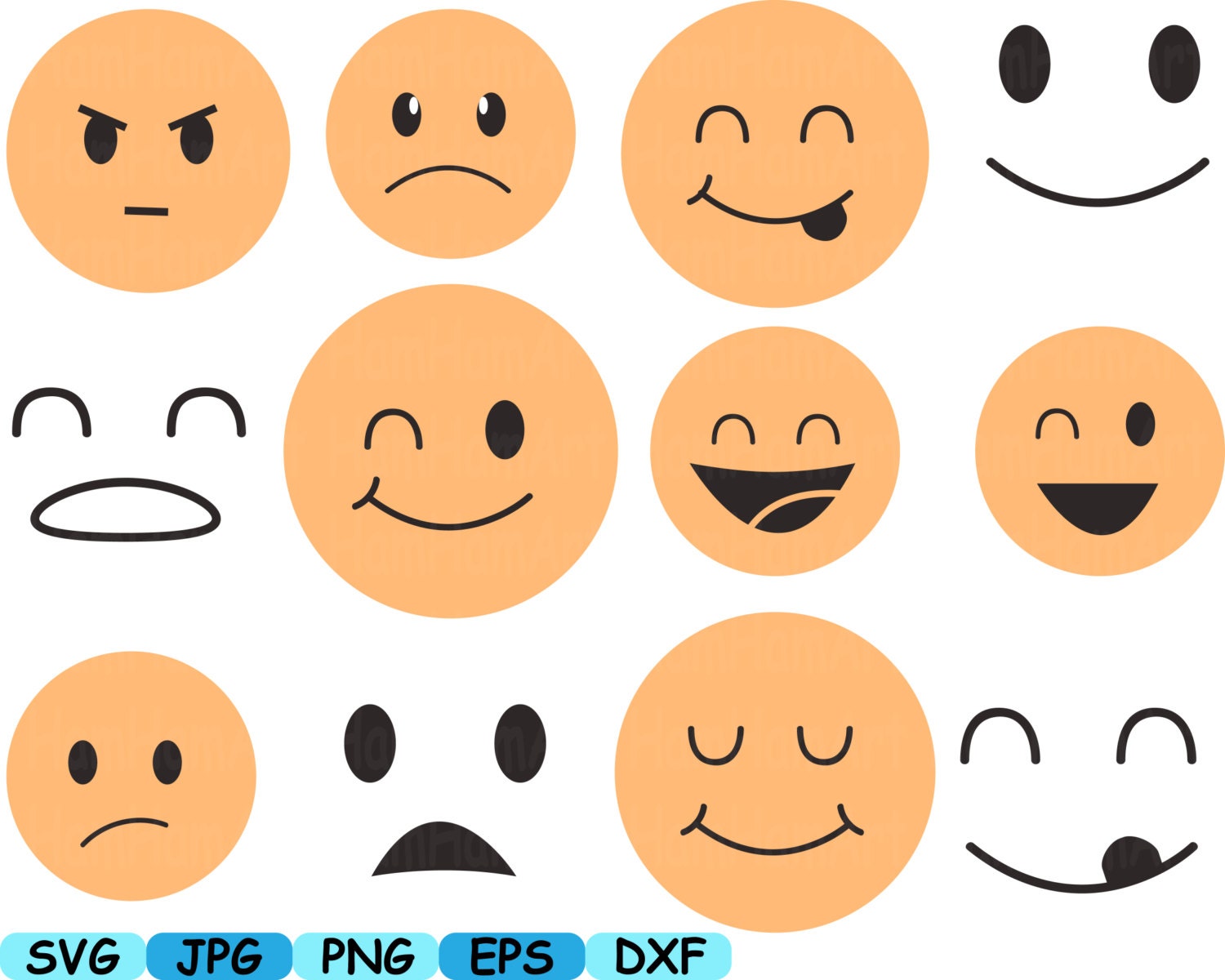 Download Smiley Faces Emoji v2 Silhouette Cameo Cutting Files cut SVG