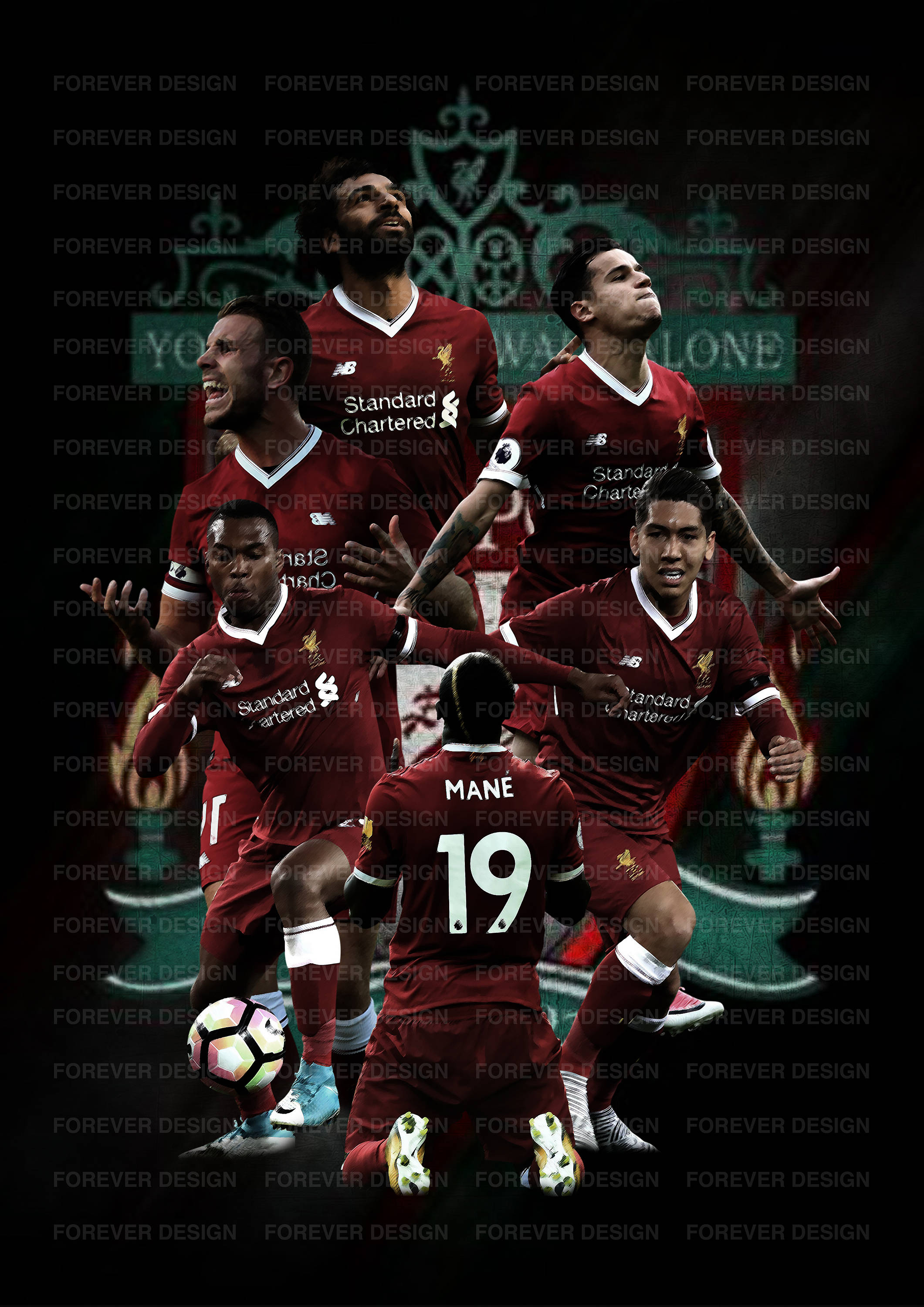 Liverpool fc 2017/2018 players poster own design poster in A3.
