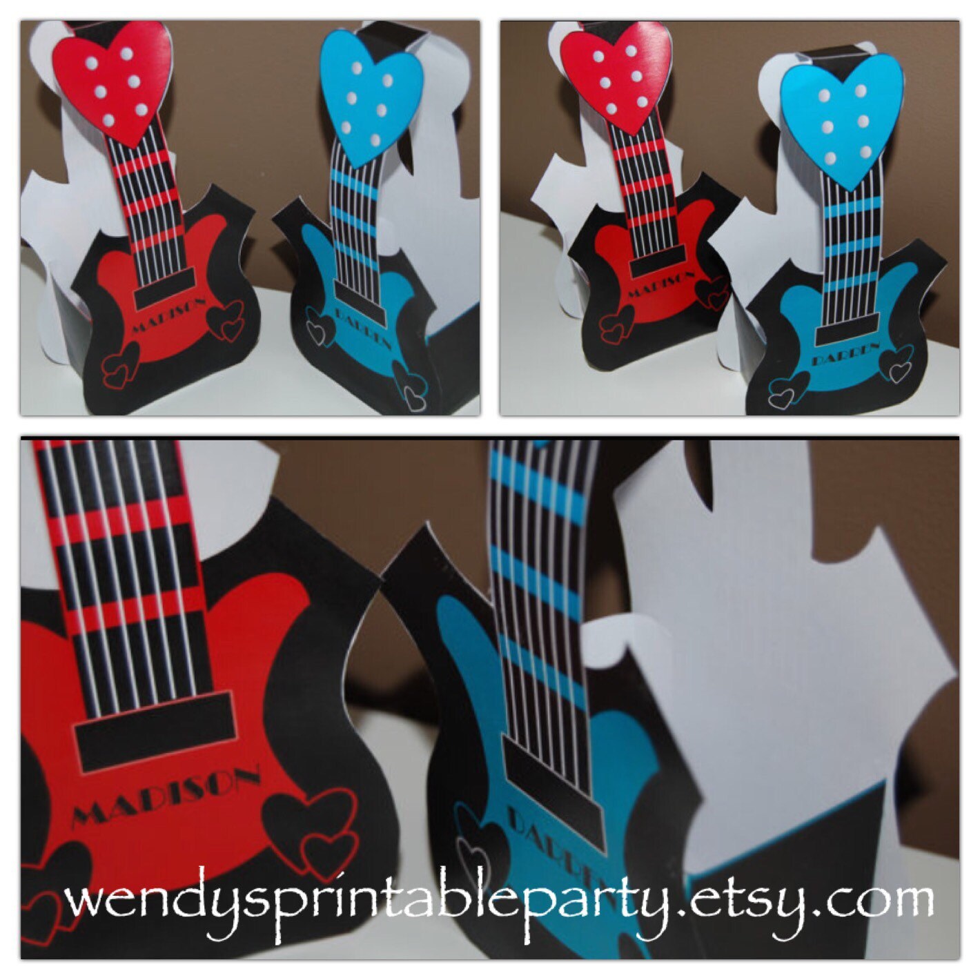 Guitar Valentine's Day Favor Bag Template Printable