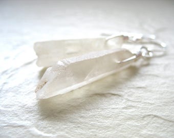 Quartz Crystal Point Earrings, Handmade Artisan Gemstone Dangle Drop Earrings, Gemstone Earrings, Dangle Drop Earrings, Stone Jewelry