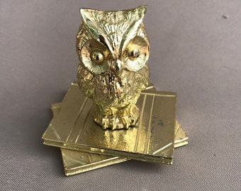 Vintage Metal Paper Weight Owl