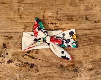 Stretch Baby Top Knot Headband // Floral Headband // Baby Girl Headband // Toddler Headband