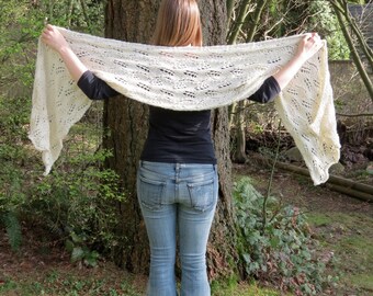 Ivory Dream Lace Wrap hand knit shawl scarf