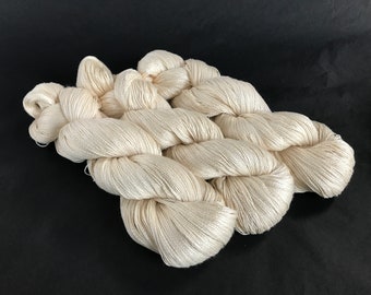 Leah. Silk / Cotton Lace Yarn. White Horses