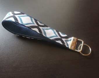 Blue and black lattice keychain/keyfob/wristlet