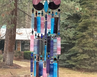 Stained glass Fluer garden chime
