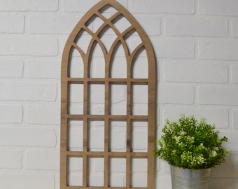 Tall Pointed Cathedral Window Frame Wood Cut Out