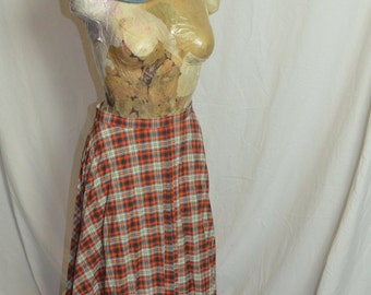 Womens Vintage Red Plaid Tartan Skirt