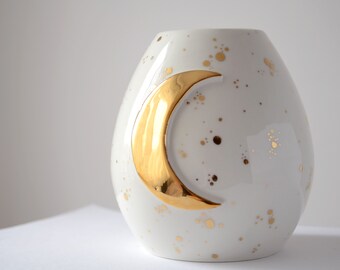 Celestial crescent moon mate cup - yerba mate - witch essentials - magick rituals - porcelain Yerba mate drink cup
