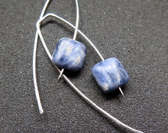 blue stone earrings. sodalite jewelry sterling silver. Canadian seller.