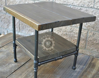 Steampunk Table, Industrial Nightstand, Industrial Decor, Steampunk Decor, Side Table, Rustic Nightstand, Pipe Table , father, dad
