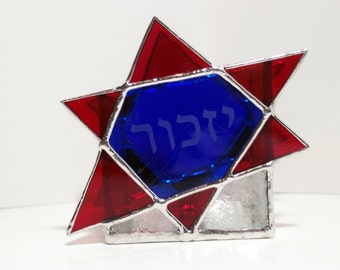 Custom Stained Glass Yahrzeit Memorial Candle Holder