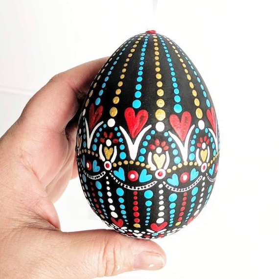 Large egg shaped shatterproof Ornament hand painted egg bauble