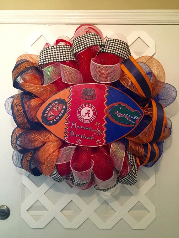 House Divided Wreath - Collegiate House Divided Wreath - House Divided Three Way Wreath - Roll Tide/Gators/War Eagle Wreath - UA/AU/FL Decor