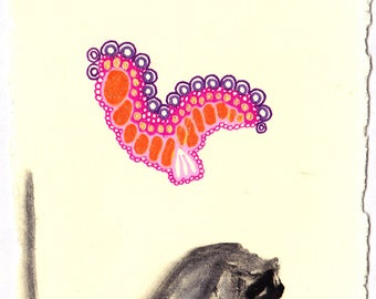 Original Mixed Media by La Force Scaredy Cat
