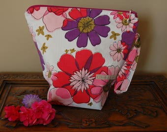 Pink and Purple Florals, Knitting Project bag, Medium