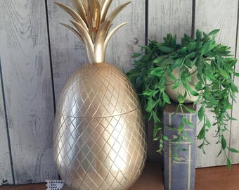 Extra Large Brass Pineapple Ice Bucket Container 15" Tall - Hollywood Regency