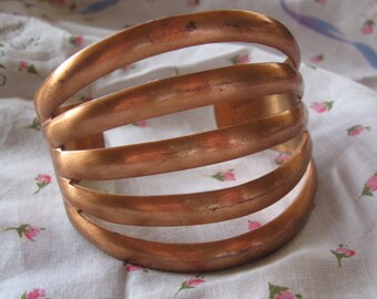 Extraordinary Wide Split Shank Open Cut Solid Copper Cuff Bracelet