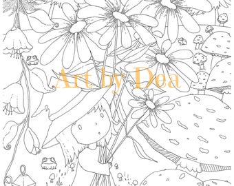 PENELOPES GARDEN Color The Cover Pad Digital Download PDF Instant Coloring