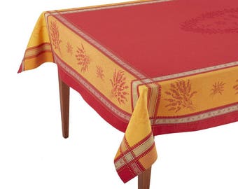 Senanque Rouge/Orange French Jacquard Tablecloth