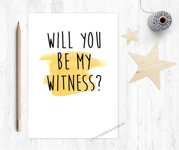 will you be our witness card, witness proposal