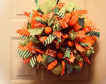 Orange and Lime Door Wreath , Citrus , wall