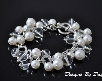 Swarovski Pearl and Crystal Quartz Bauble Bracelet