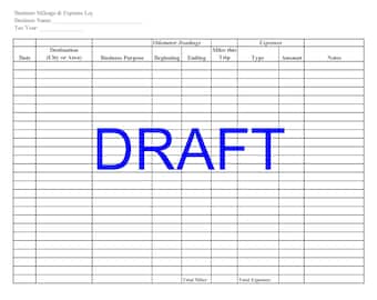 business mileage meeting log expense log pdf file