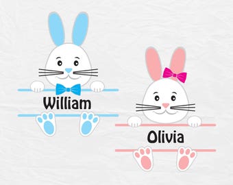 Easter Bunny SVG cut files Bunny Circle Monogram SVG Bunny