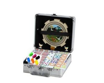 Double 12 Mexican Train Dots Set in Aluminium Case