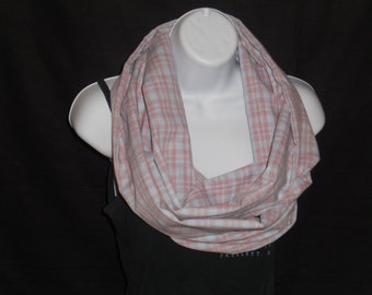 Pink and Blue Plaid Infinity Scarf