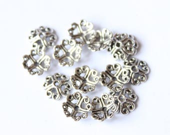 silver plated caps, 8 mm, set of 20