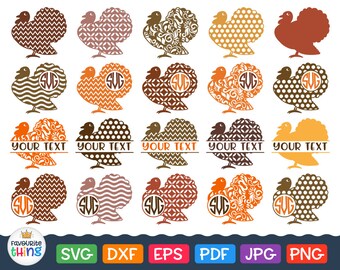Turkey Svg Thanksgiving Svg Files Patterned Turkey Svg Chevron, Polka dot Pattern Svg Clip art Cricut Silhouette cut files dxf png eps jpg