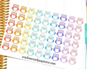 Owl Stickers - Rainbow Owl Stickers - Animal Stickers - Planner Stickers