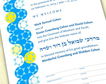 Digital/Editable Download Bris B'rit Milah Certificate