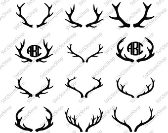 Deer Silhouette clipart set - Antler SVG file - instant download - Files for Cricut and Silhouette - horns svg, dxf, png