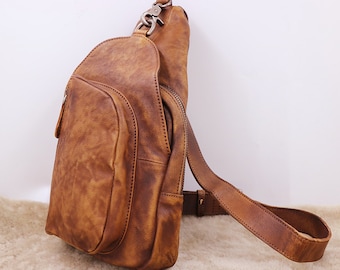 Sling Bag, Backpack, Leather Sling Bag, Accessories ,Single Strap, Leather Bag, Urban Bag