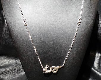 Sterling Dragon Necklace, 34 Inches Long, 28.4 Grams