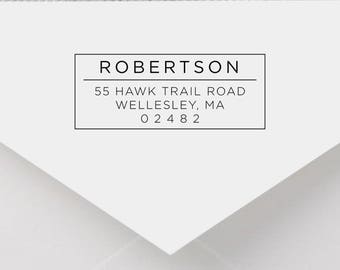 Personalized Return Address Stamp - Modern Address Stamp, Self-Inking Return Address Stamp, Wood Address Stamp, Custom Stamp Style No. 5