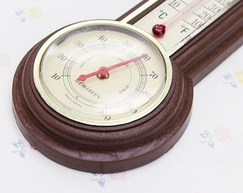 Vintage Thermometer & Humidity Gauge, Mercury Thermometer Vintage Kitchen Decor, Weather Station Man Cave Gift for Dad, Barometer Wall Decor