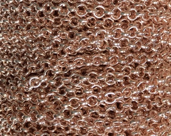 10 ft Rose gold Rollo chain 4 mm , bulk rolo chain, open link chain