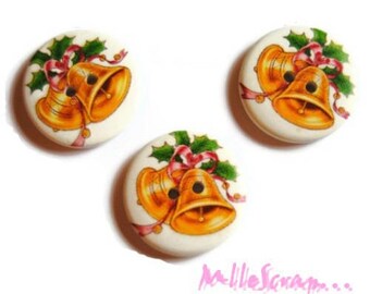 Set of 3 large buttons decorated Christmas 30 mm scrapbooking embellishment 6 *.