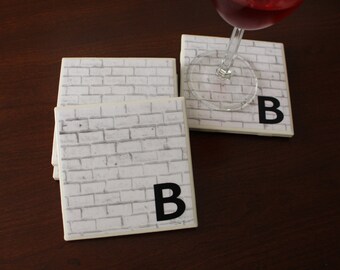 Brick Wall Coasters, Ceramic Tile Coasters, Masculine Coasters, Hostess Gift, Housewarming Gift