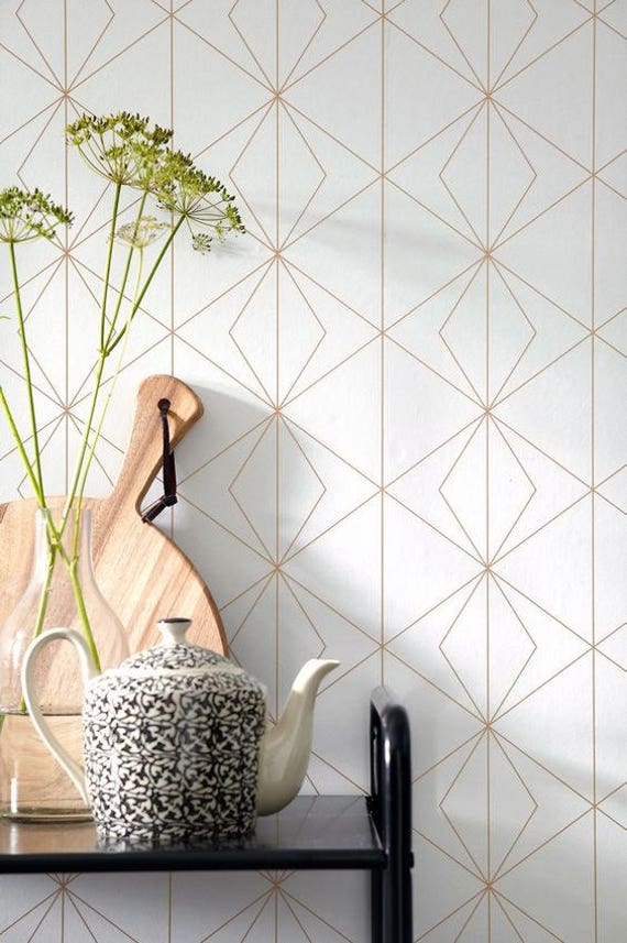Geometric wallpaper self adhesive temporary removable