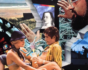 Handmade Magazine Collage Art / Original 8x8 Signed & Framed / Psychedelic Art